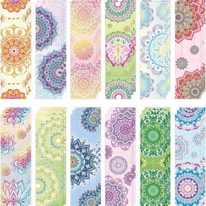 36 Pieces Mandala Paper Bookmarks, Double Sided Paper Page Markers Bulk, Flower Bookmark Clips Reading Markers, Book Reading Cards for Students and Friends, Reading Gifts (15x4cm)