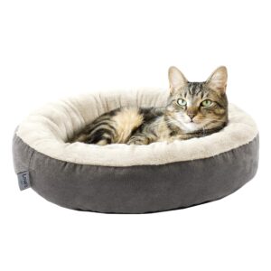 Love's cabin Round Donut Cat and Dog Cushion Bed, 20in Pet Bed for Cats or Small Dogs, Anti-Slip & Water-Resistant Bottom, Super Soft Durable Fabric Pet Beds, Washable Luxury Cat & Dog Bed Gray